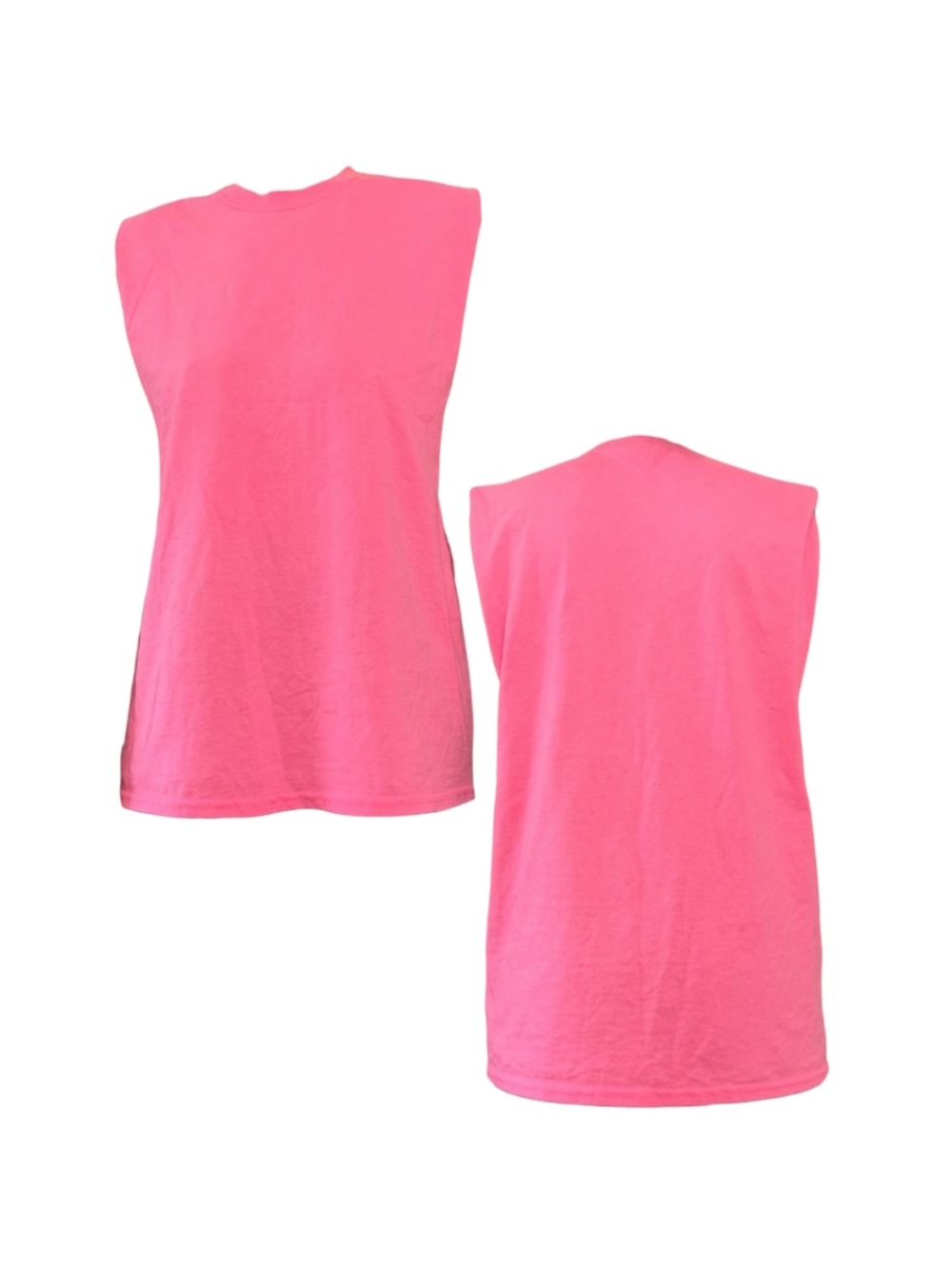 Gildan Neon Pink Padded-Shoulder Muscle Tee